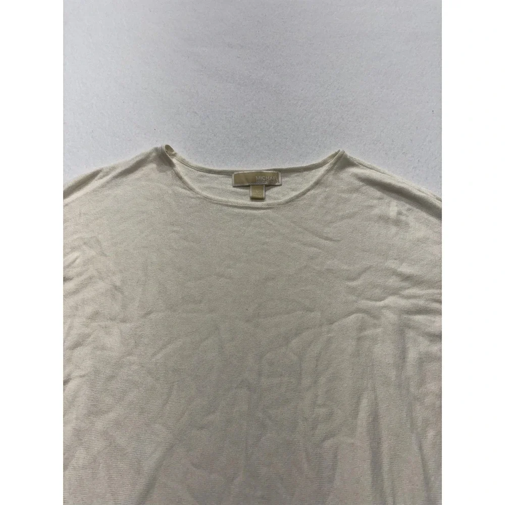 Michael Kors Sweater Womens Large White Lightweight Knit High Low Hem Pullover